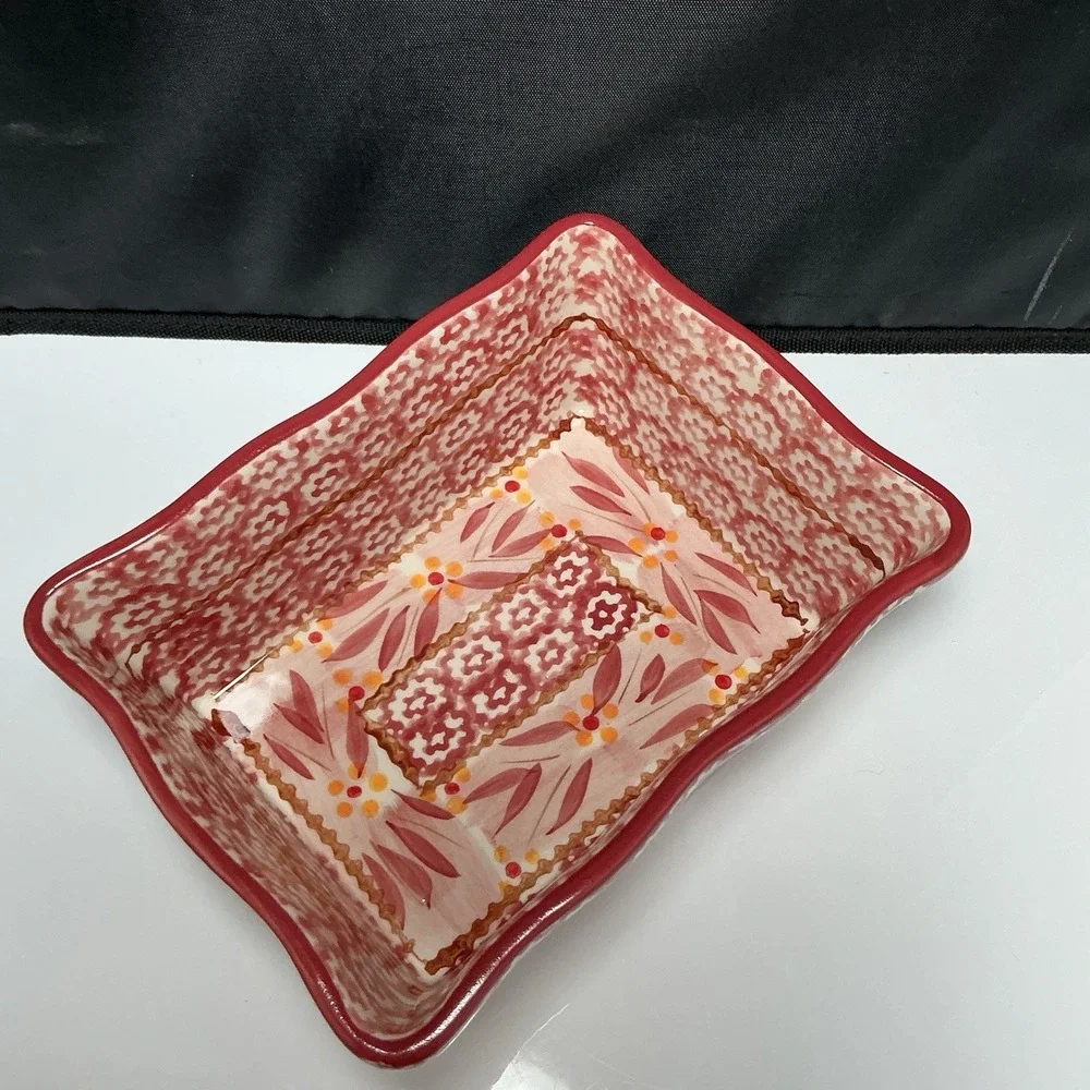 Old World Cranberry 1 Quart Baking Dishes Temp-tations w/ Holders 8 Piece Set